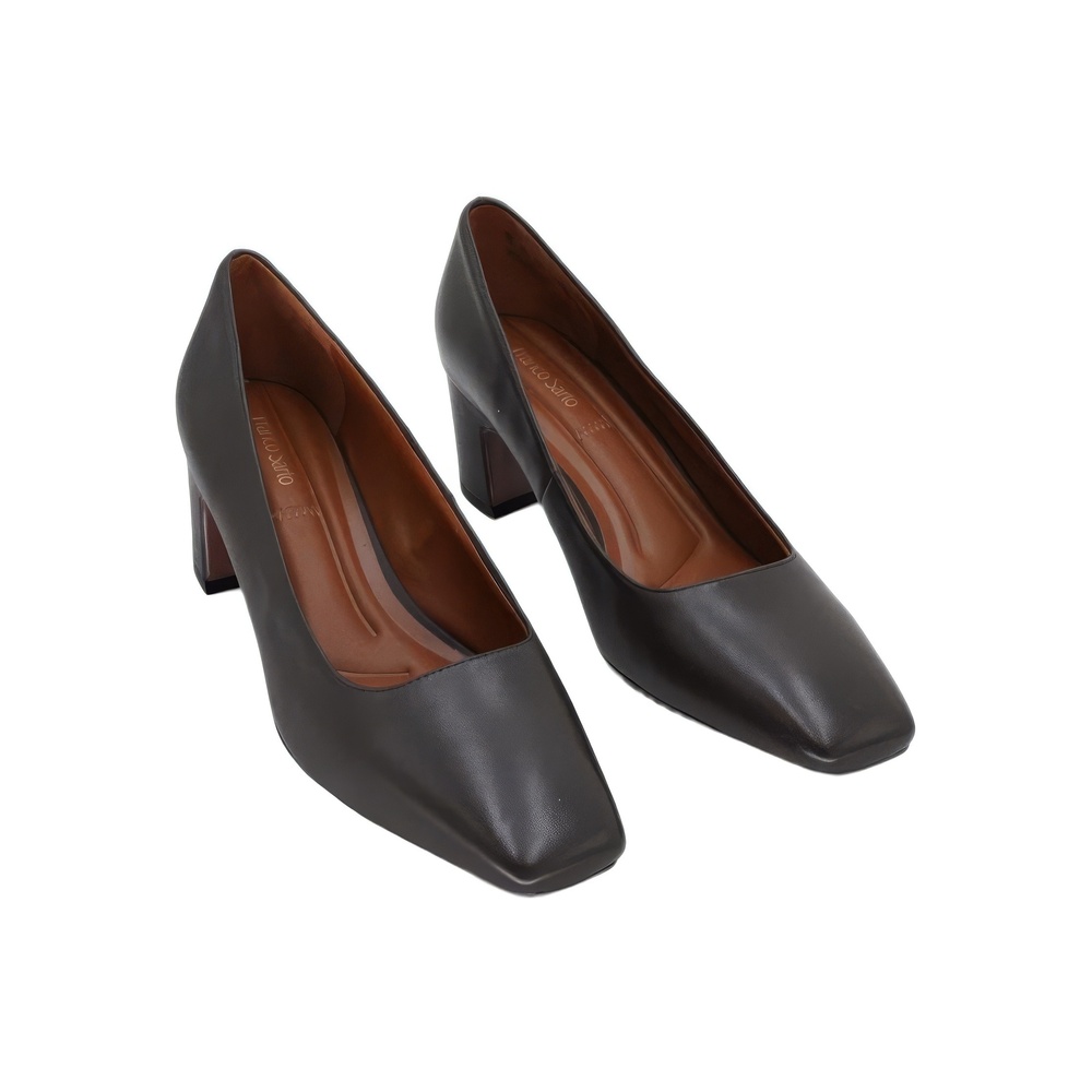 Franco Sarto Womens Salino Square Toe Chocolate Brown Pump Size 9M